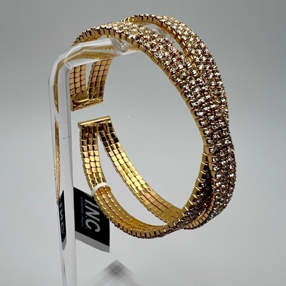 Crossed Rhinestone Pave Flex Bracelet - NEW